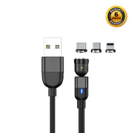 540° Rotate Magnetic Charging Cable 3 in 1 (Black)