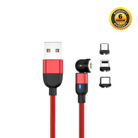540° Rotate Magnetic Charging Cable 3 in 1 (Red)