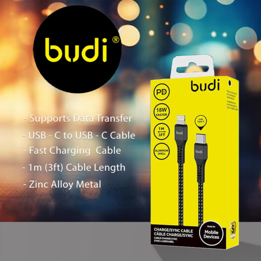 Budi USB-C to USB-C Fast Charging and SYNC Cable (1M) - Image 2