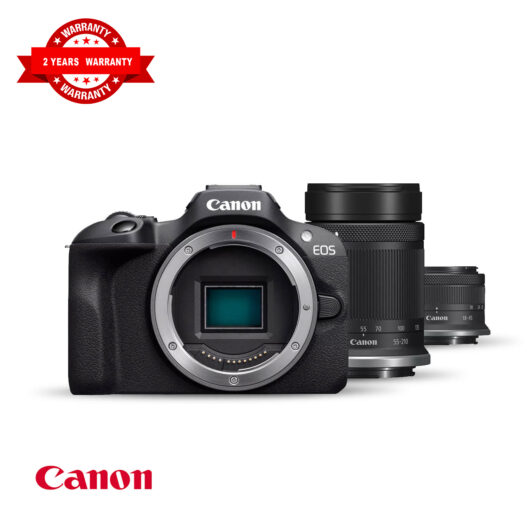 Canon EOS R100 Mirrorless Camera + RF-S 18-45mm IS STM Lens + RF-S 55-210mm IS STM Lens